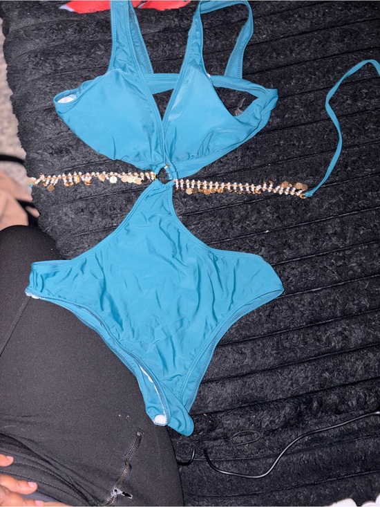 Other - Blue Women’s One-Piece Swim with Decorative Waist Detail